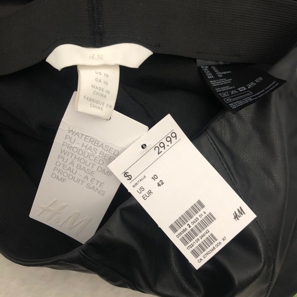 Womens Black Faux Leather Pants. Size 10. H&M. New with Tags. - Picture 5 of 7